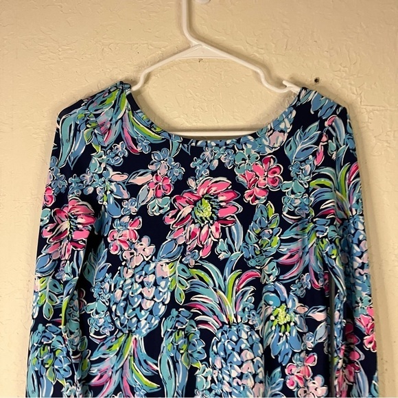 Lilly Pulitzer Kaisley Dual Neck Dress in High Tide Navy Pineapple Paradise - Picture 7 of 10